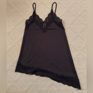 H&M dark brown asymmetrical lace top